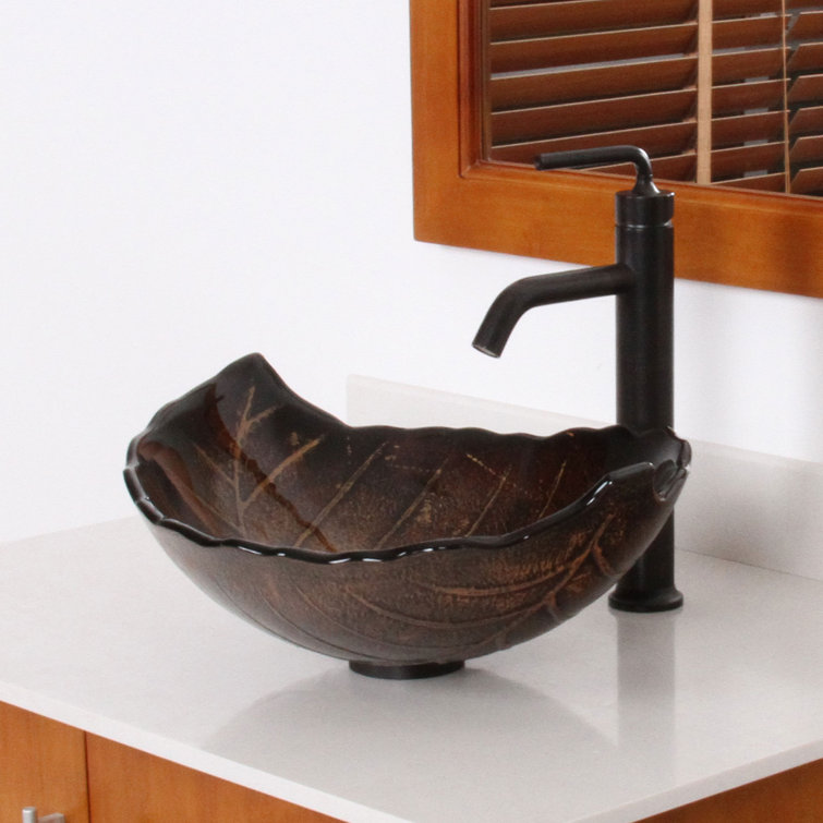 Elite Hot Melted and Hand Painted Autumn Leaf Shaped Vessel Bathroom